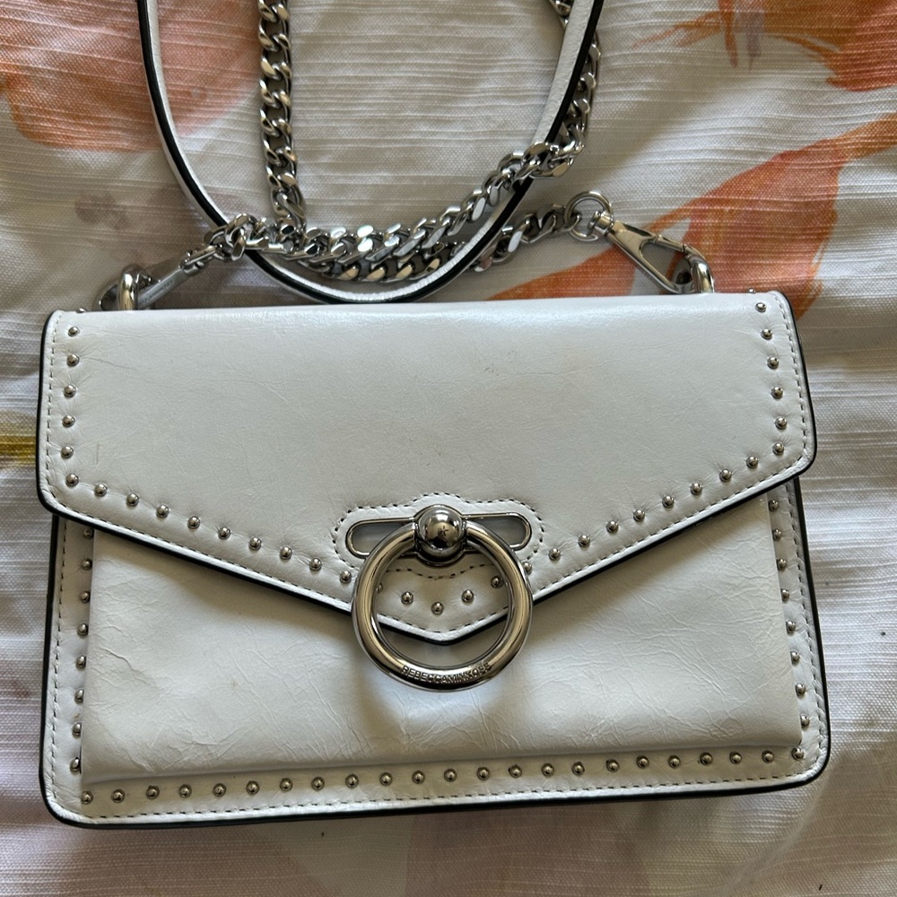White leather Rebecca Minkoff Studded Ring-Accent Crossbody Bag